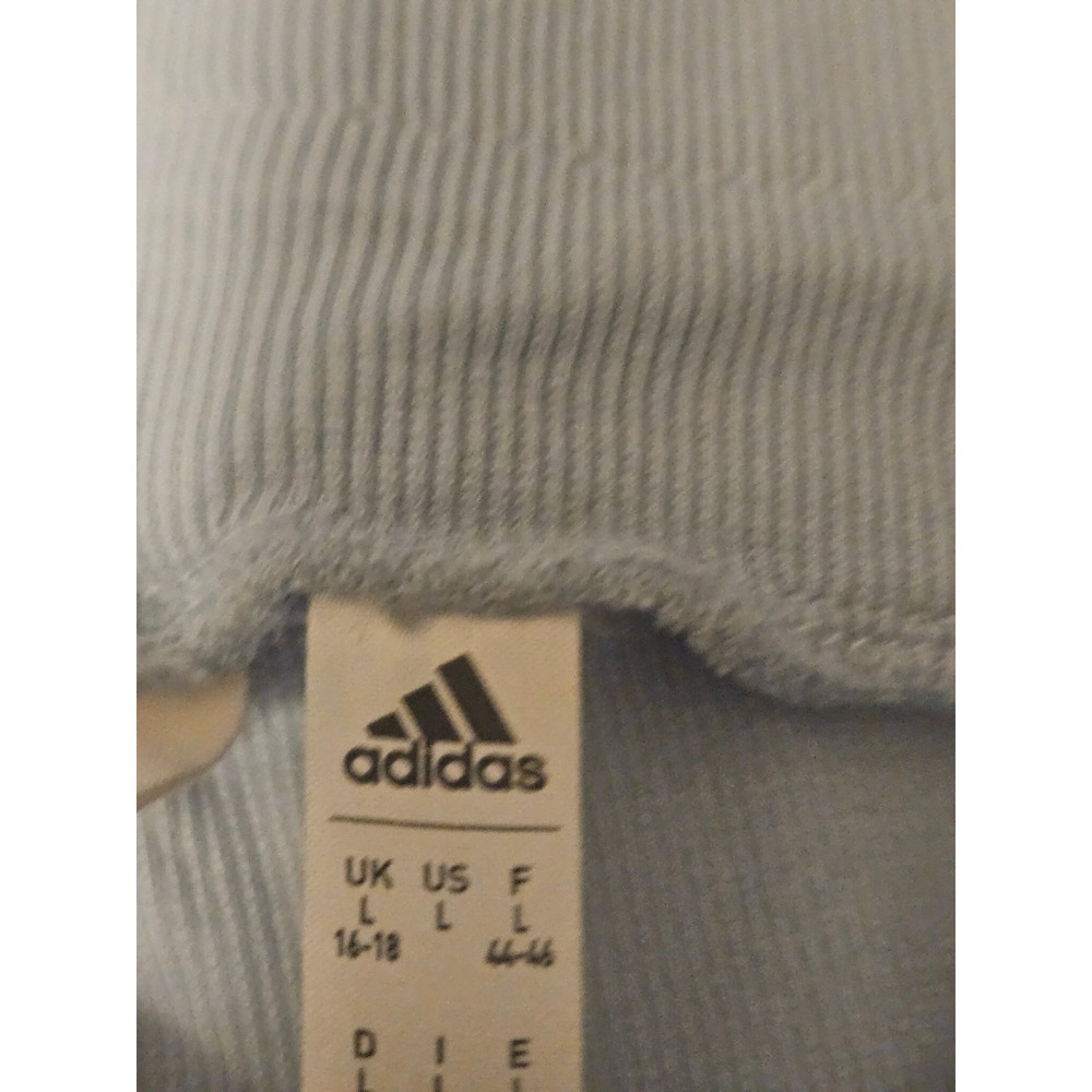 Adidas Womens Ribbed Wide Leg Pants Light Blue High Waisted Lounge Size Large - Picture 5 of 5